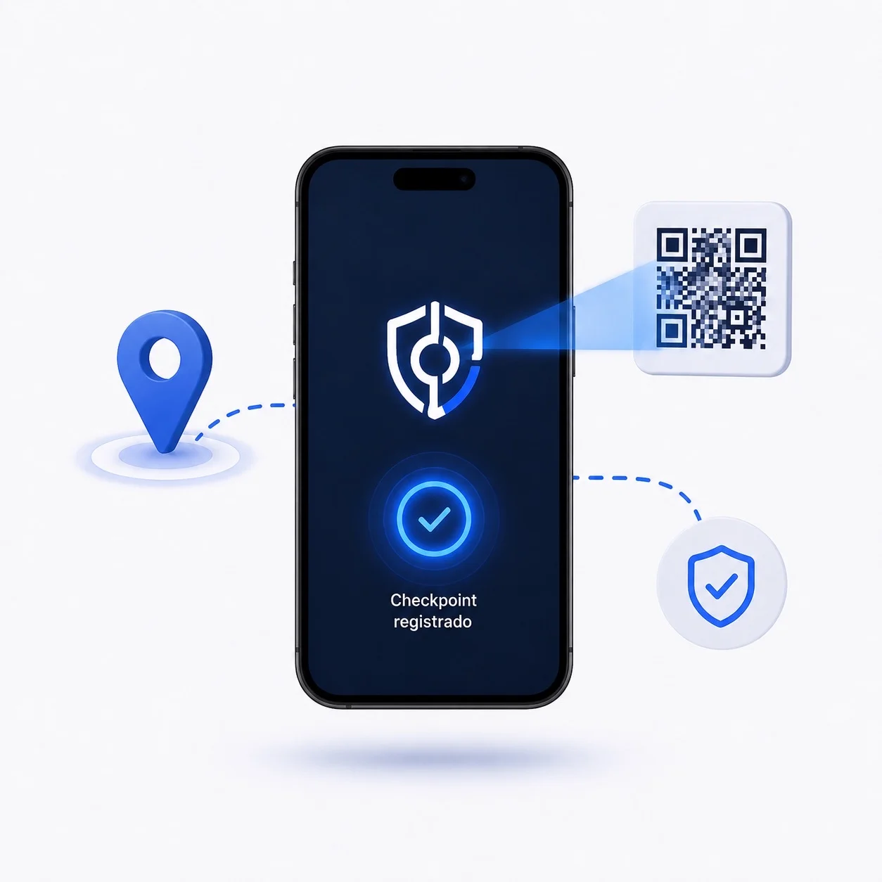 Guard mobile app concept: patrol routes, QR, and field workflow