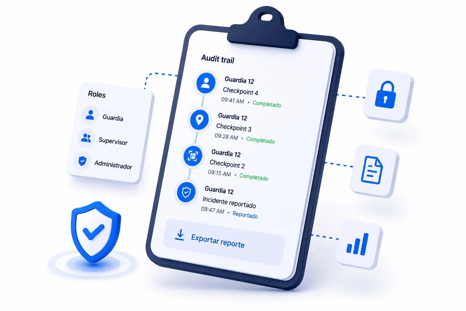 Roles, access, and audit concept: permissions and compliance history